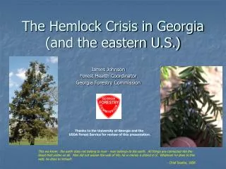 The Hemlock Crisis in Georgia (and the eastern U.S.)