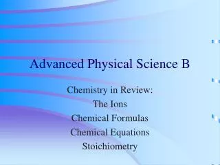 Advanced Physical Science B