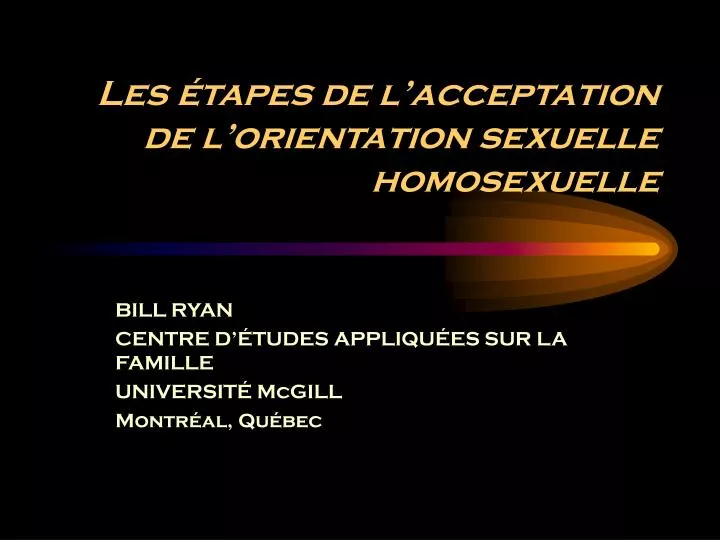 les tapes de l acceptation de l orientation sexuelle homosexuelle