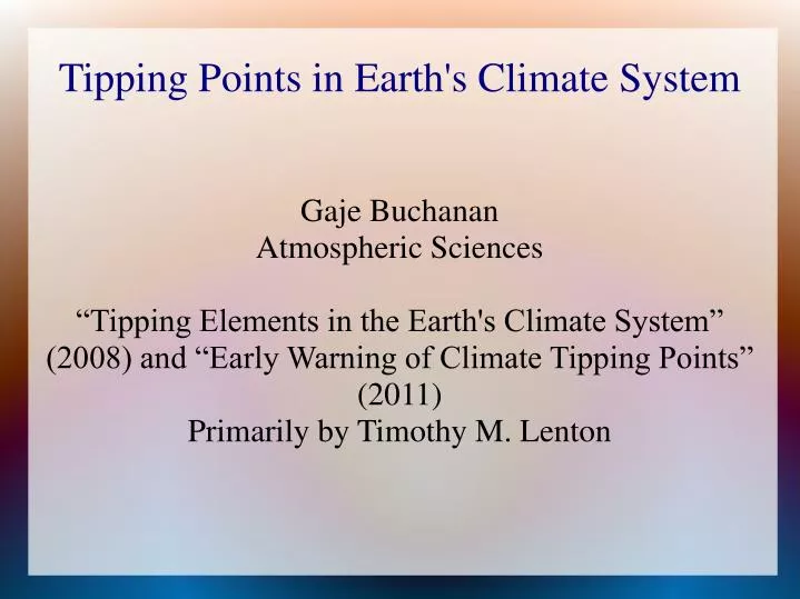 tipping points in earth s climate system