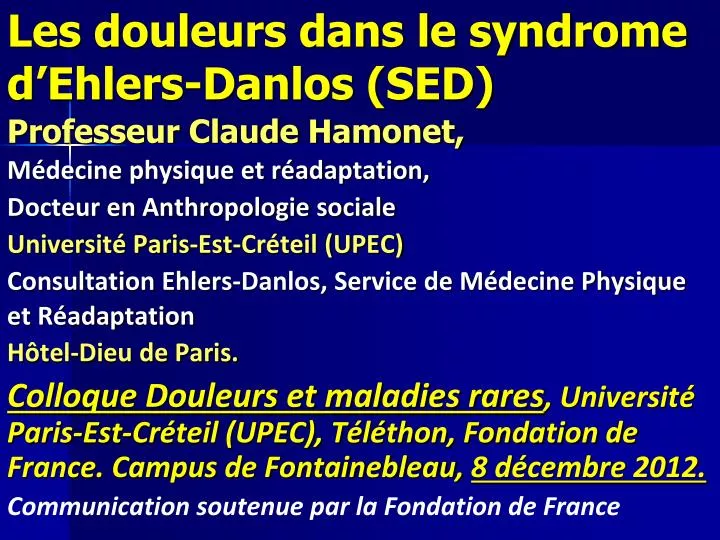 les douleurs dans le syndrome d ehlers danlos sed