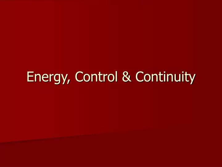 energy control continuity