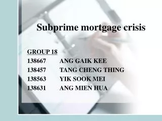 Subprime mortgage crisis