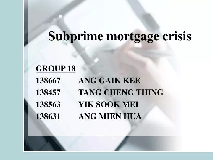 subprime mortgage crisis