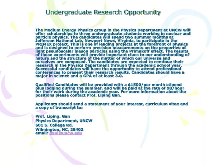 undergraduate research opportunity