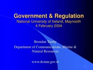 Government &amp; Regulation National University of Ireland, Maynooth 4 February 2004
