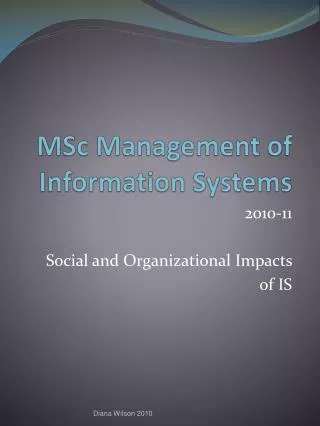 MSc Management of Information Systems