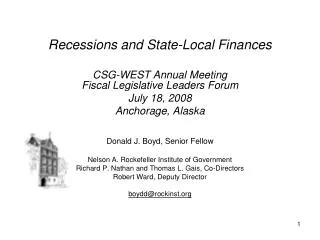 Recessions and State-Local Finances