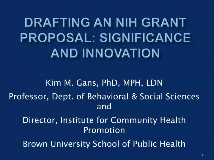 drafting an nih grant proposal significance and innovation