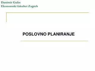 Danimir Gulin Ekonomski fakultet Zagreb