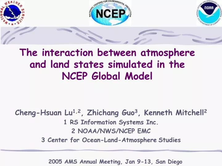 the interaction between atmosphere and land states simulated in the ncep global model