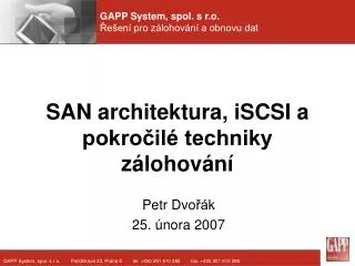 san a rchitektura iscsi a pokro il techniky z lohov n