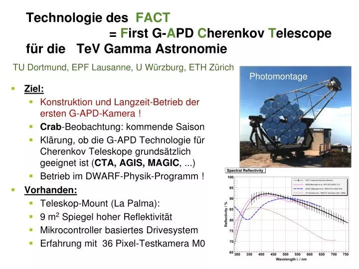 technologie des fact f irst g a pd c herenkov t elescope f r die tev gamma astronomie