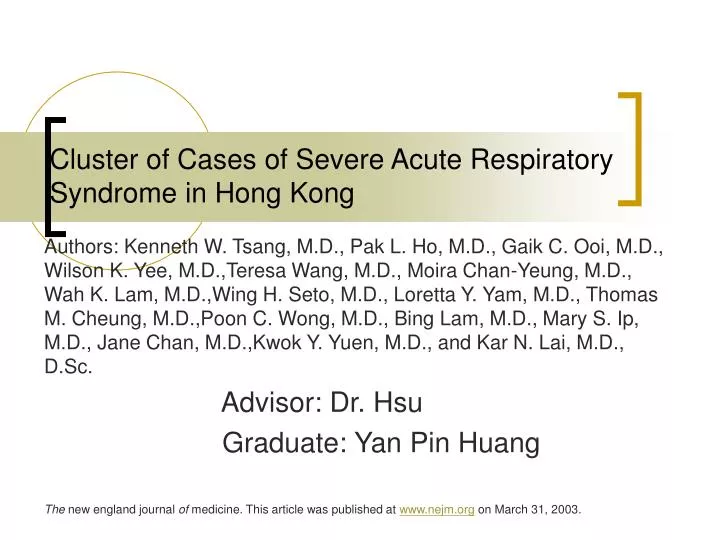 cluster of cases of severe acute respiratory syndrome in hong kong