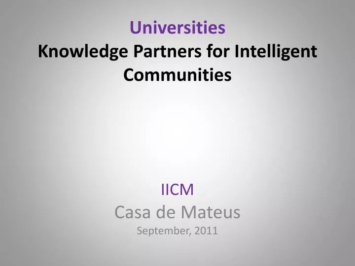 universities knowledge partners for intelligent communities
