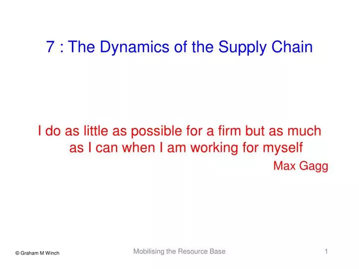 7 the dynamics of the supply chain