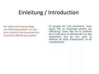 einleitung introduction