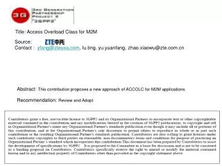 Title: Access Overload Class for M2M