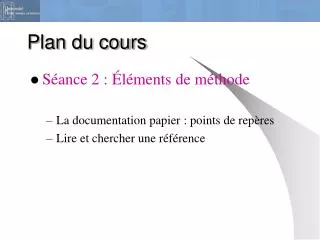 plan du cours