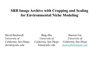 SRB Image Archive with Cropping and Scaling for Environmental Niche Modeling