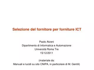selezione del fornitore per forniture ict