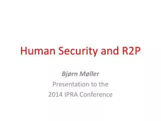 Human Security and R2P