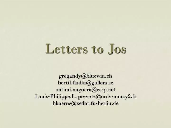 letters to jos