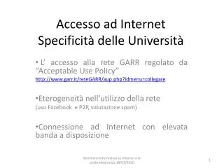 accesso ad internet specificit delle universit