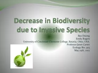 Decrease in Biodiversity due to Invasive Species