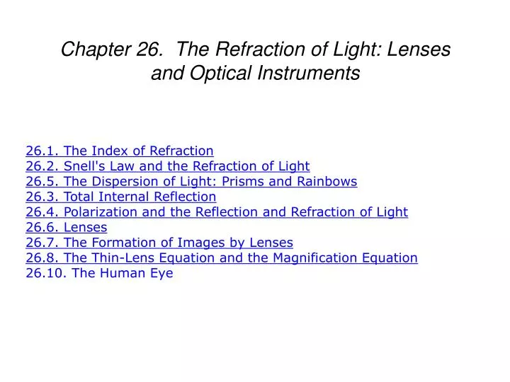 chapter 26 the refraction of light lenses and optical instruments