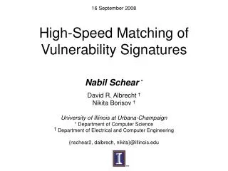 High-Speed Matching of Vulnerability Signatures
