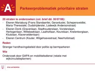 parkeerproblematiek prioritaire straten