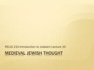 Medieval Jewish Thought