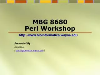 MBG 8680 Perl Workshop