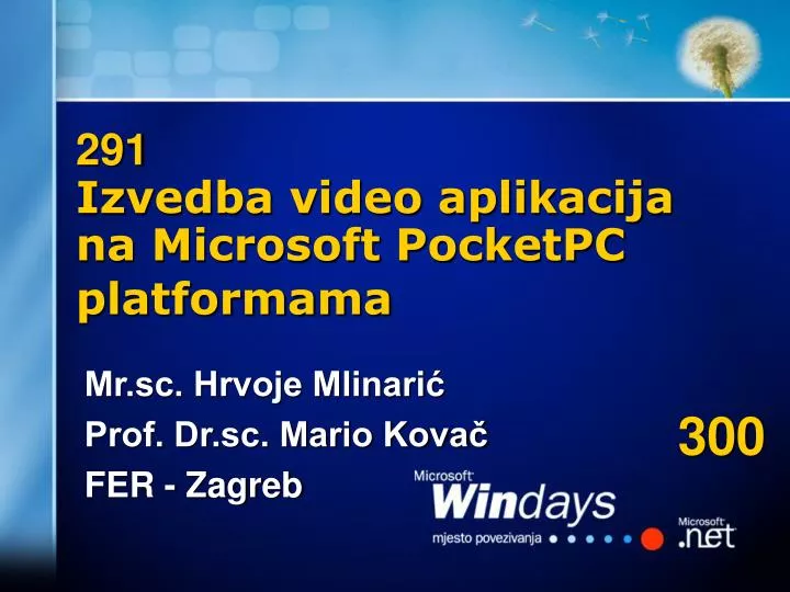 291 izvedba video aplikacija na microsoft pocketpc platformama