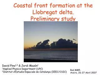 Coastal front formation at the Llobregat delta. Preliminary study