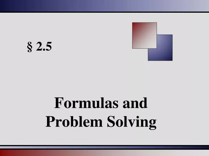 formulas and problem solving