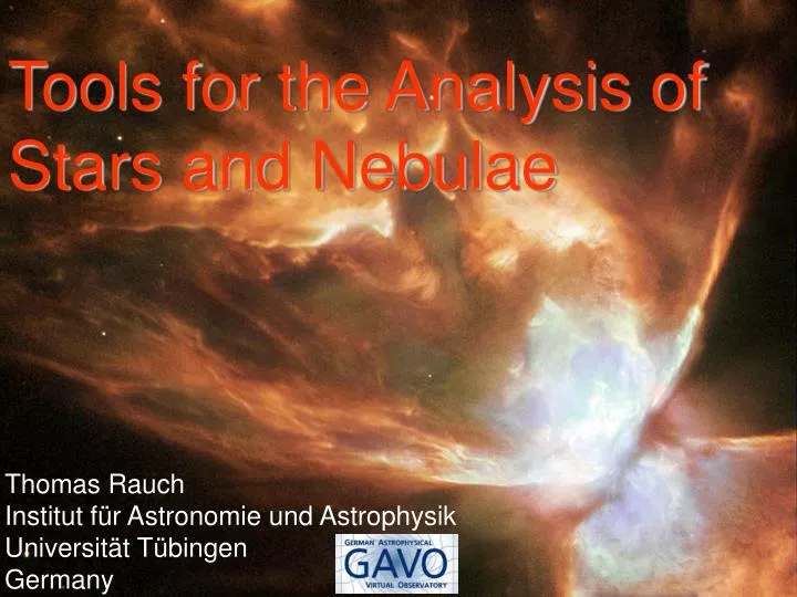 tools for the analysis of stars and nebulae