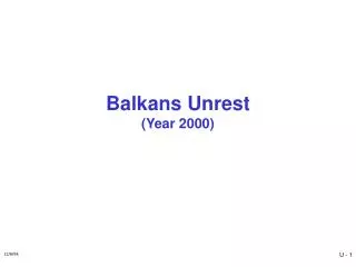 Balkans Unrest (Year 2000)