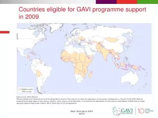 Countries eligible for GAVI programme support in 2009
