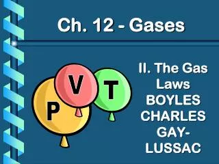 II. The Gas Laws BOYLES CHARLES GAY-LUSSAC