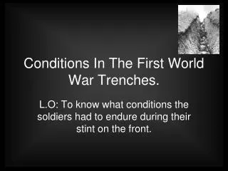 Conditions In The First World War Trenches.