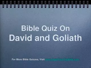 Bible Quiz On David and Goliath