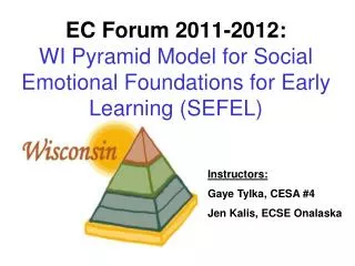 EC Forum 2011-2012: WI Pyramid Model for Social Emotional Foundations for Early Learning (SEFEL)
