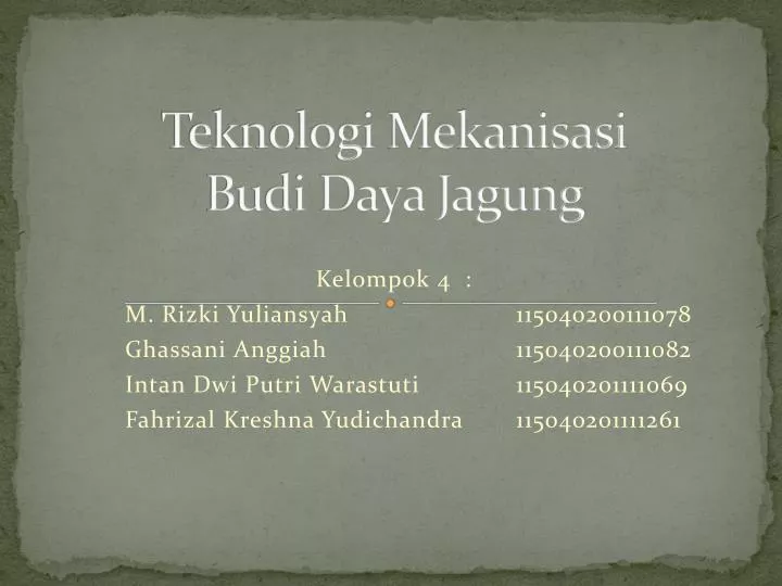 teknologi mekanisasi budi daya jagung