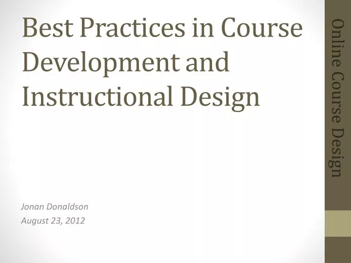 best practices in course development and instructional design