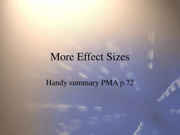 more effect sizes