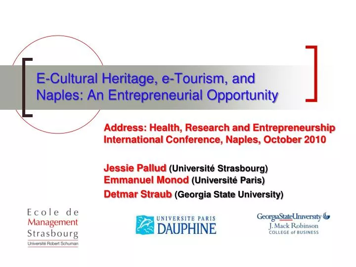e cultural heritage e tourism and naples an entrepreneurial opportunity
