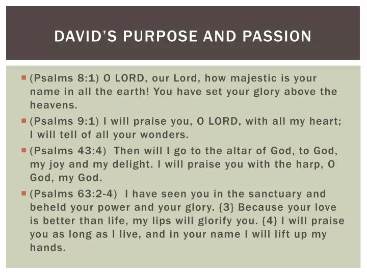 david s purpose and passion