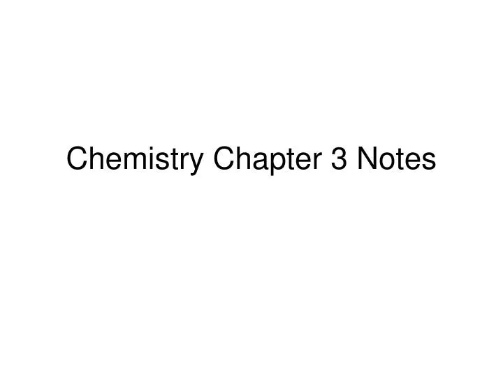 chemistry chapter 3 notes